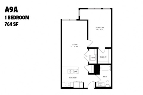 One Bedroom A9a 764 SF - The Ballard Independent